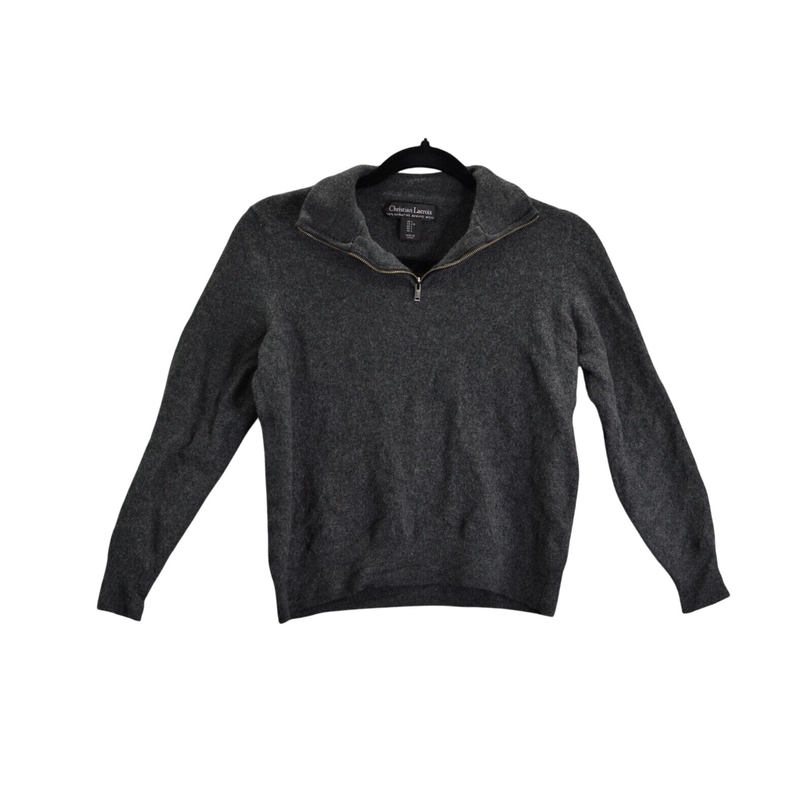 Christian Lacroix 100% Extra Fine Merino Wool Quarter Zip Sweater Men's Large